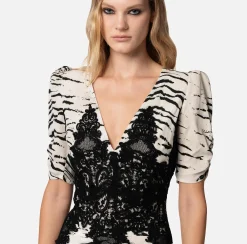 Elisabetta Franchi Abiti^Miniabito In Georgette Di Viscosa Stampa Animalier