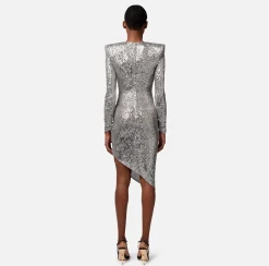 Elisabetta Franchi Abiti^Miniabito In Paillettes Con Gonna Asimmetrica