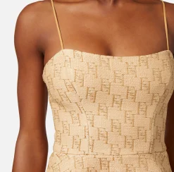 Elisabetta Franchi Abiti^Miniabito In Rafia Jacquard Con Logo Lurex