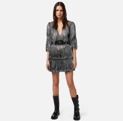 Elisabetta Franchi Abiti^Miniabito In Tweed Lurex Con Frange E Cintura