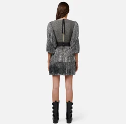 Elisabetta Franchi Abiti^Miniabito In Tweed Lurex Con Frange E Cintura