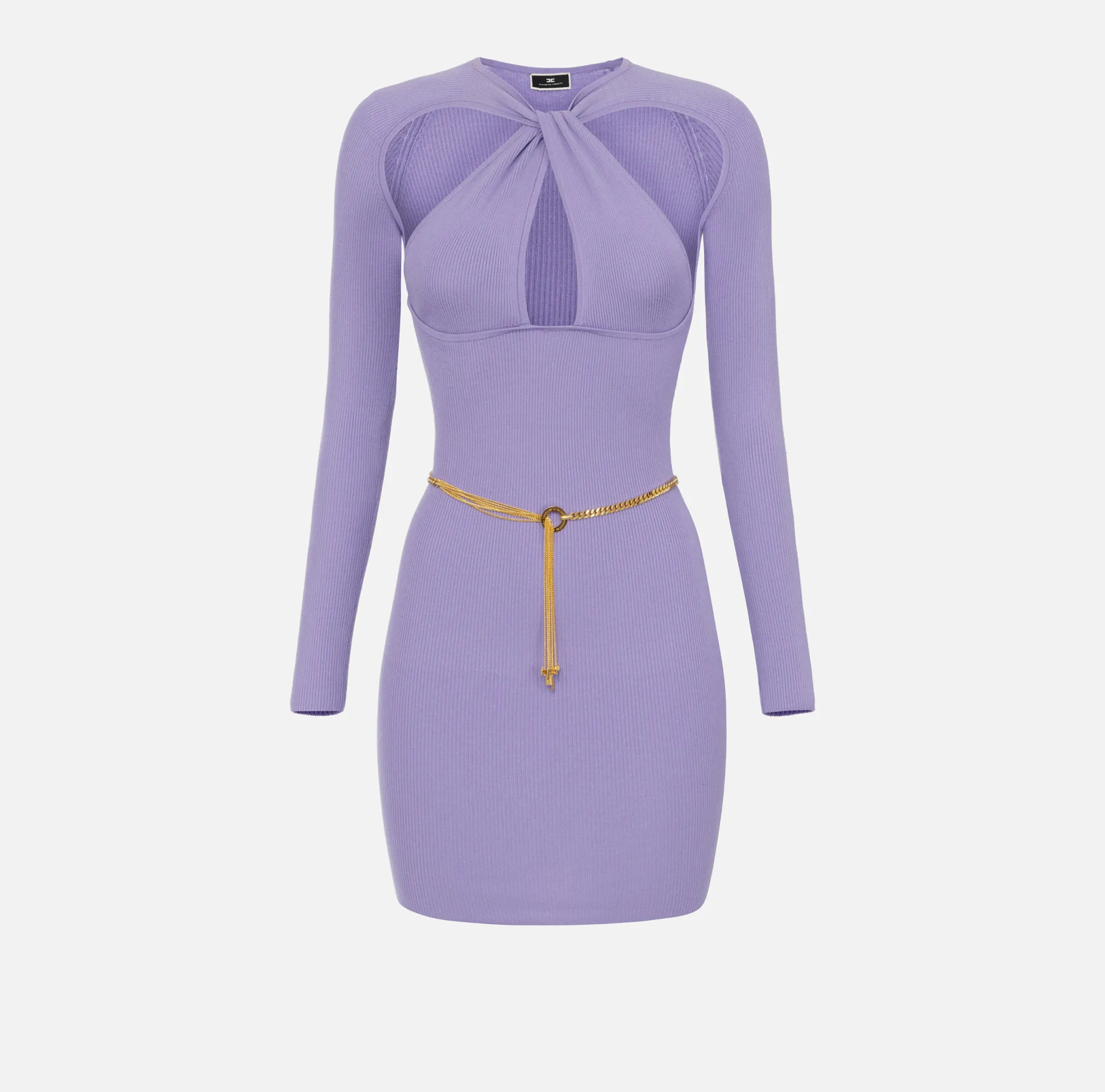 Elisabetta Franchi Abiti^Miniabito In Viscosa A Costine Con Scollo A Twist