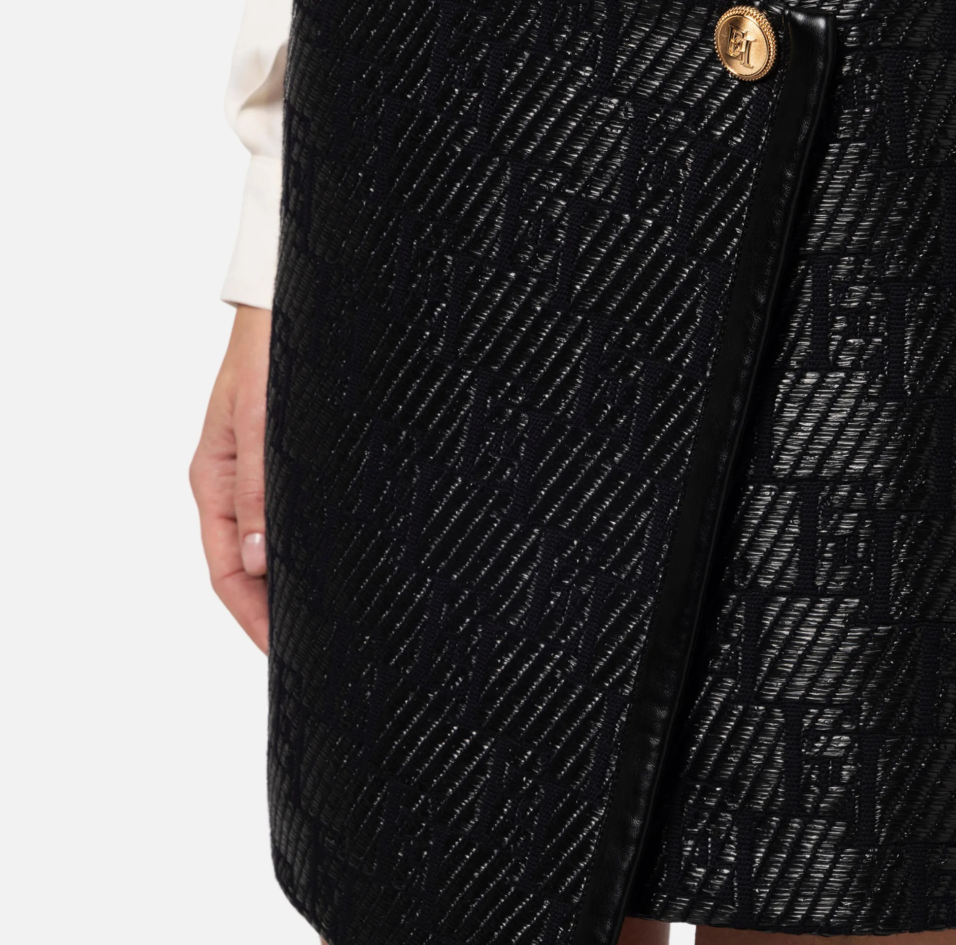 Elisabetta Franchi Gonne^Minigonna In Rafia Jacquard Con Logo Lurex