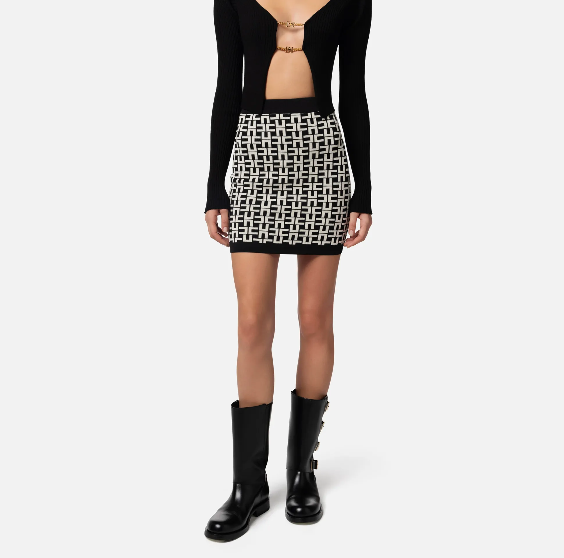 Elisabetta Franchi Gonne^Minigonna In Viscosa Logo Jacquard
