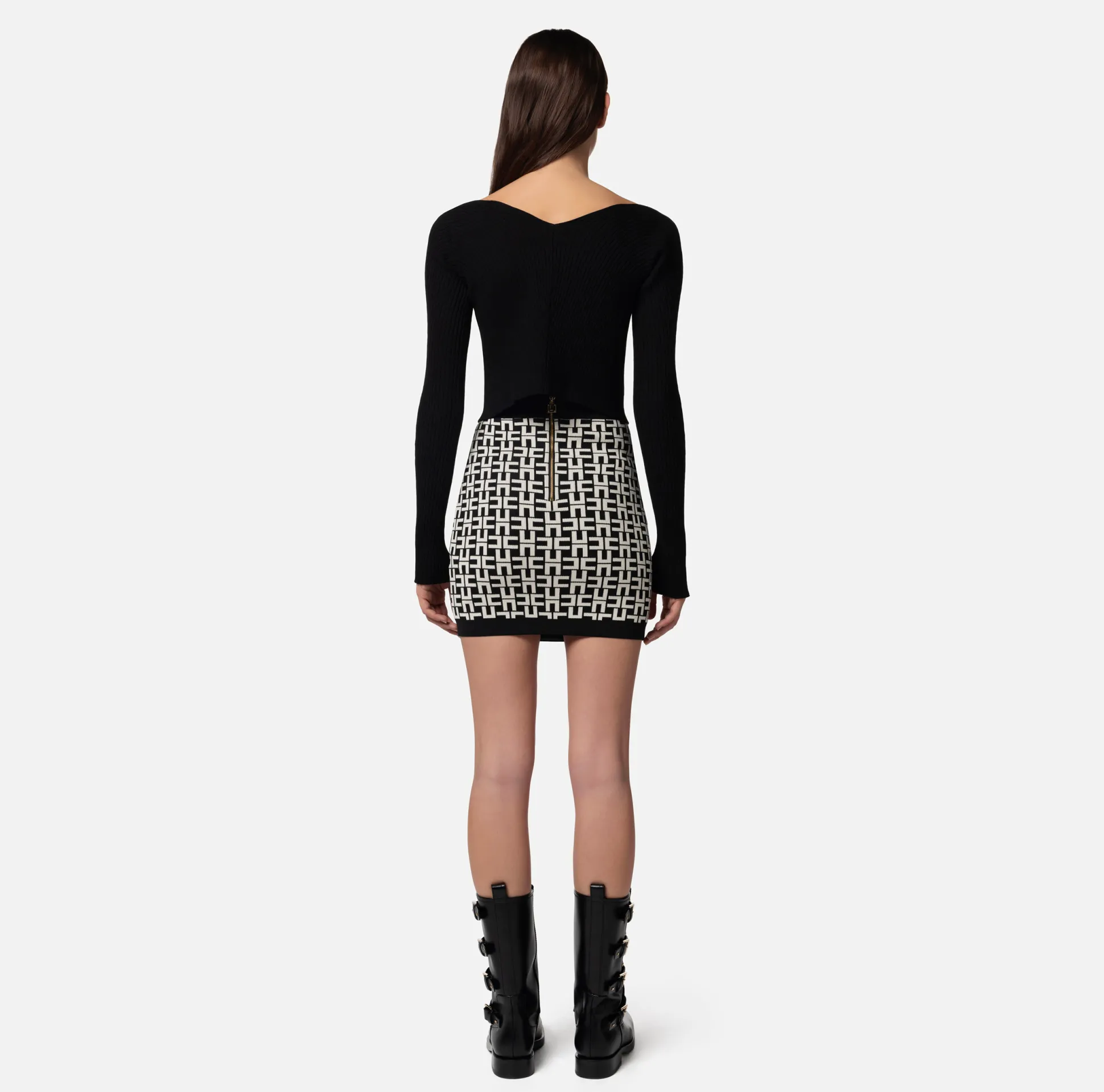 Elisabetta Franchi Gonne^Minigonna In Viscosa Logo Jacquard