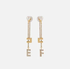 Elisabetta Franchi Mostra Tutti^Orecchini Con Catena In Strass Crystal