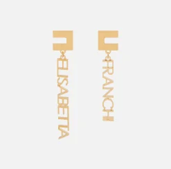 Elisabetta Franchi Mostra Tutti^Orecchini Logo Con Lettering Pendente