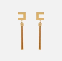 Elisabetta Franchi Mostra Tutti^Orecchini Logo Con Nappine Pendenti