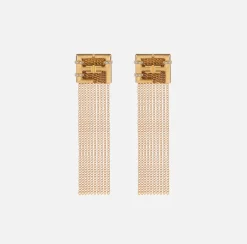 Elisabetta Franchi Mostra Tutti^Orecchini Logo Con Nappine Pendenti E Strass