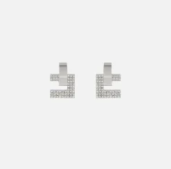 Elisabetta Franchi Mostra Tutti^Orecchini Logo Silver Con Strass