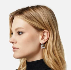 Elisabetta Franchi Mostra Tutti^Orecchini Logo Silver Con Strass