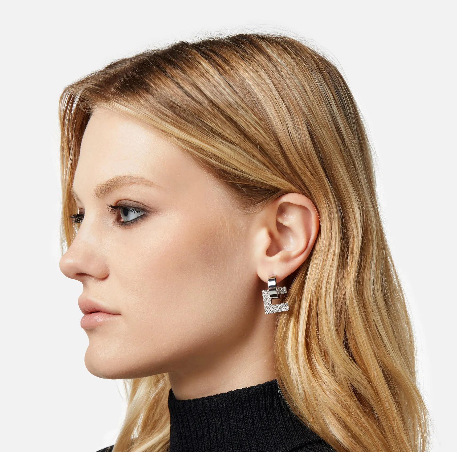 Elisabetta Franchi Mostra Tutti^Orecchini Logo Silver Con Strass