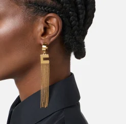 Elisabetta Franchi Mostra Tutti^Orecchini Pendenti Con Logo
