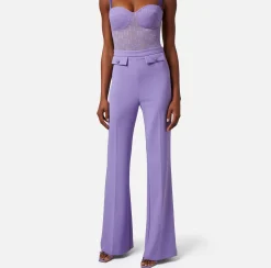 Elisabetta Franchi Pantaloni E Shorts^Pantalone A Palazzo In Crepe Stretch Con Patte