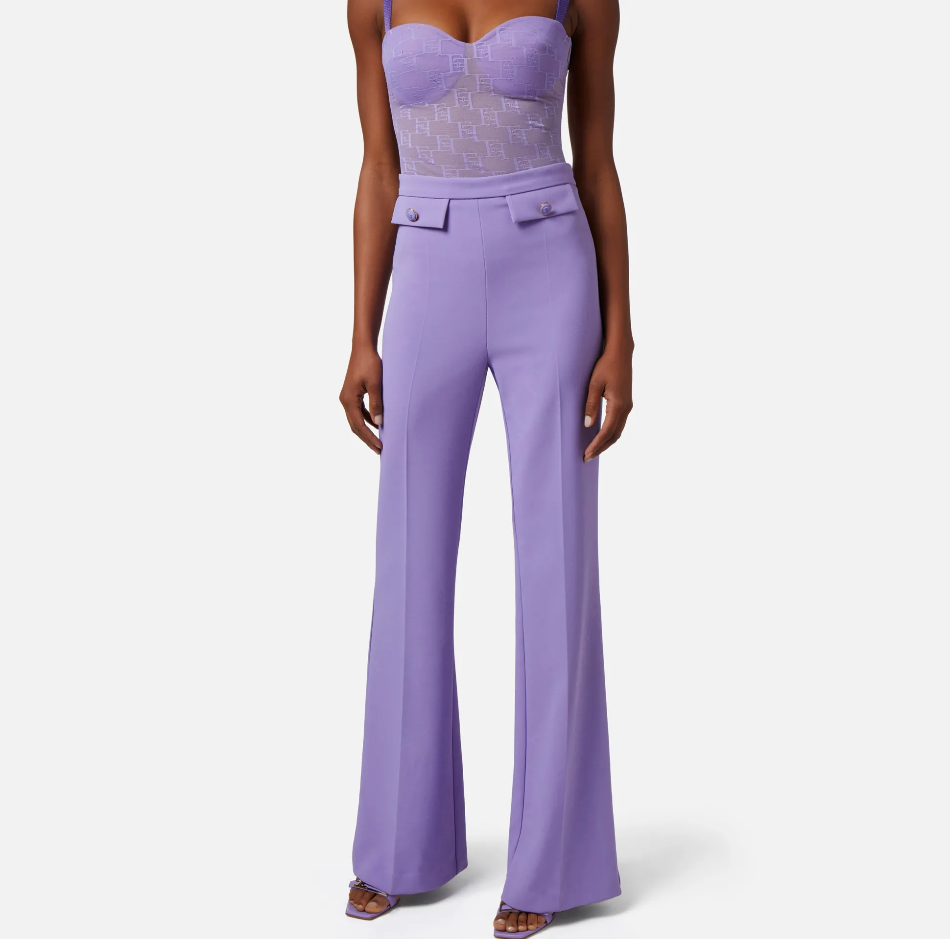 Elisabetta Franchi Pantaloni E Shorts^Pantalone A Palazzo In Crepe Stretch Con Patte