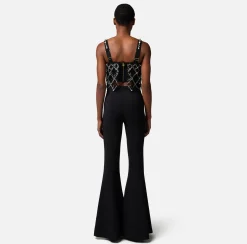 Elisabetta Franchi Pantaloni E Shorts^Pantalone A Zampa In Crepe Stretch Con Charms