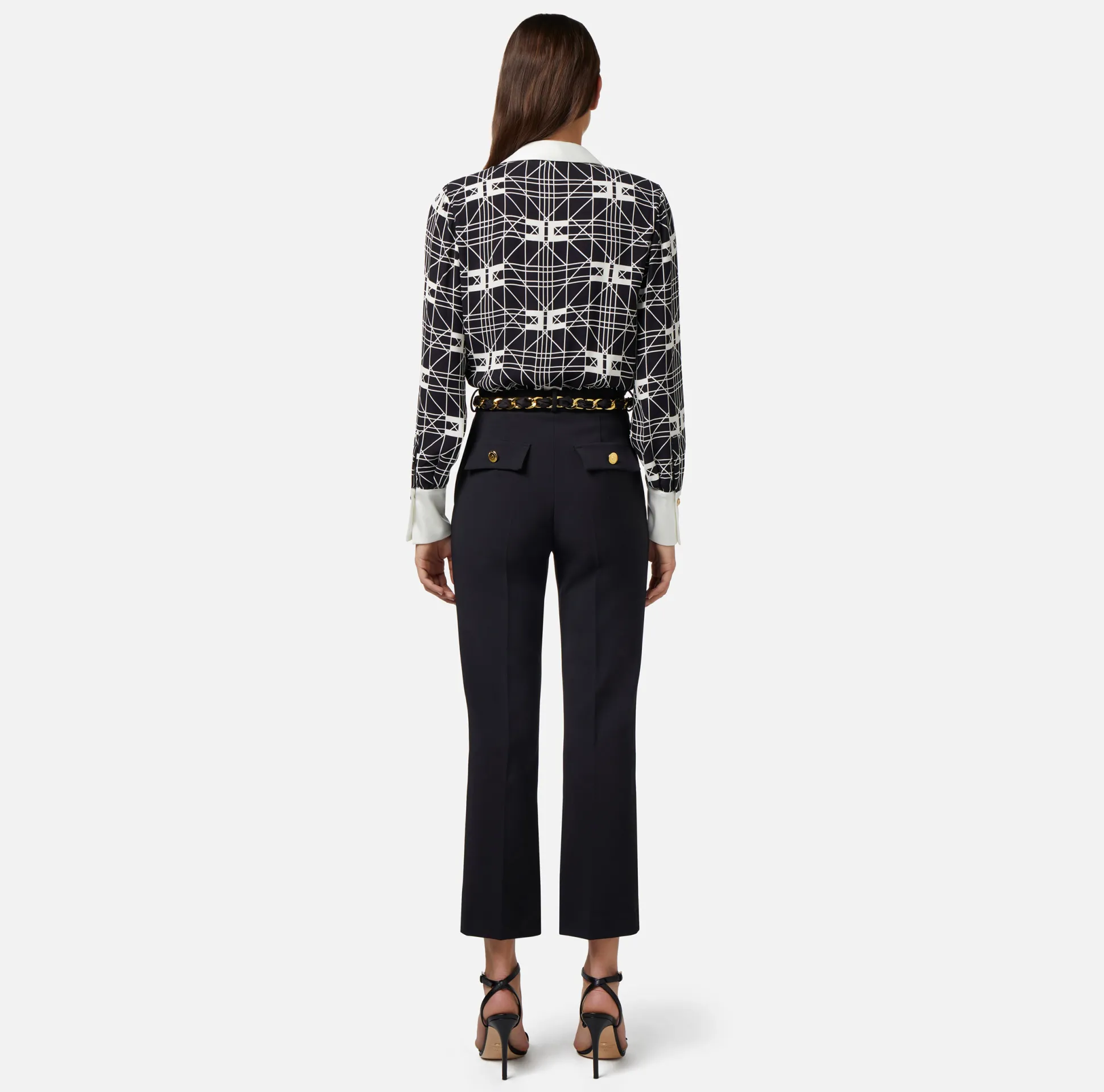Elisabetta Franchi Pantaloni E Shorts^Pantalone A Zampetta In Crepe Stretch Con Cintura Foulard