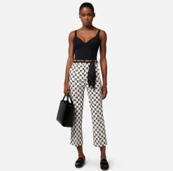 Elisabetta Franchi Pantaloni E Shorts^Pantalone A Zampetta In Crepe Stretch Stampa Logo Con Cintura Foulard