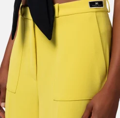 Elisabetta Franchi Tailleur^Pantalone Dritto In Crepe Con Etichetta Logo