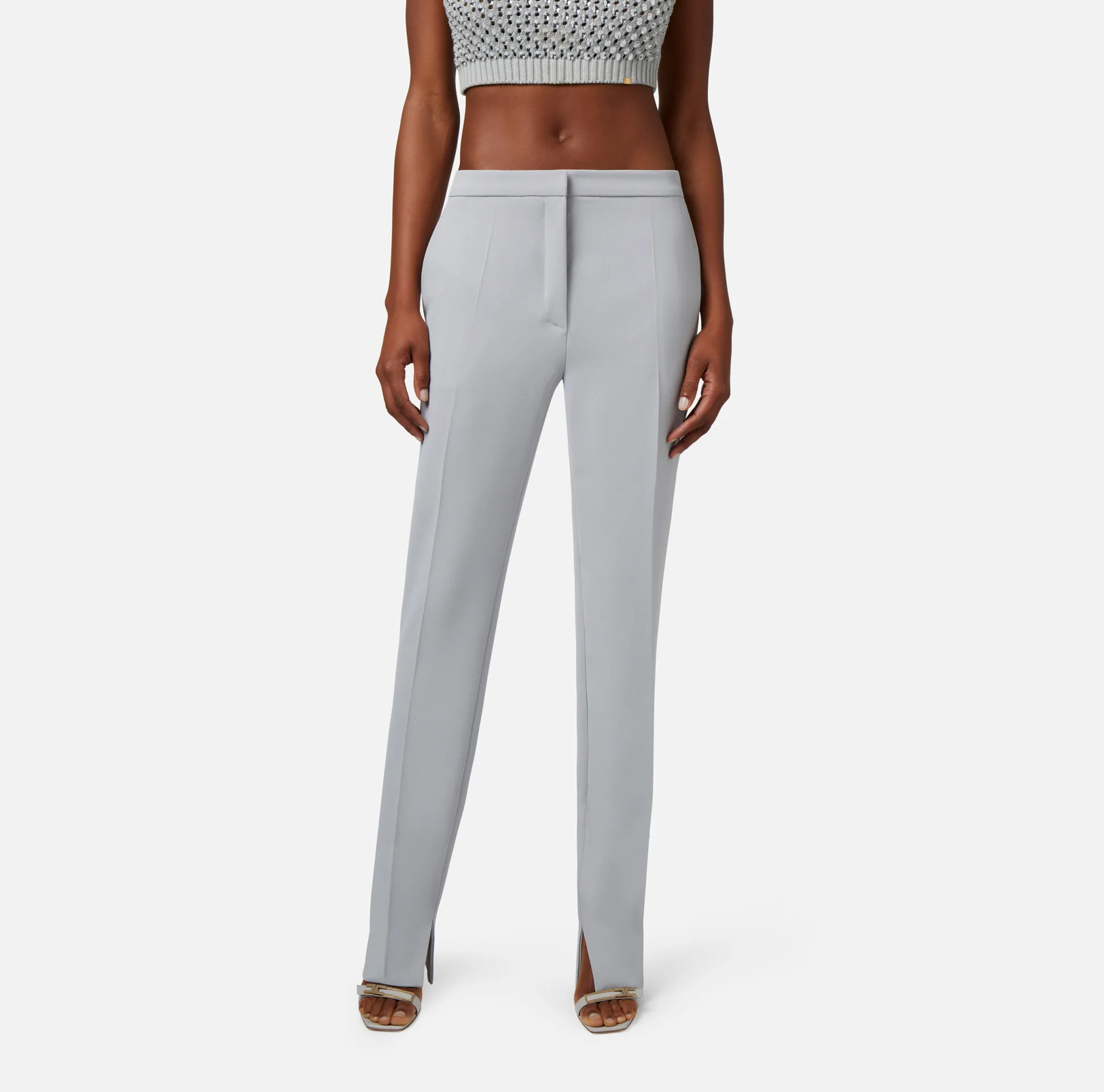Elisabetta Franchi Pantaloni E Shorts^Pantalone Dritto In Crepe Leggero Con Spacchi