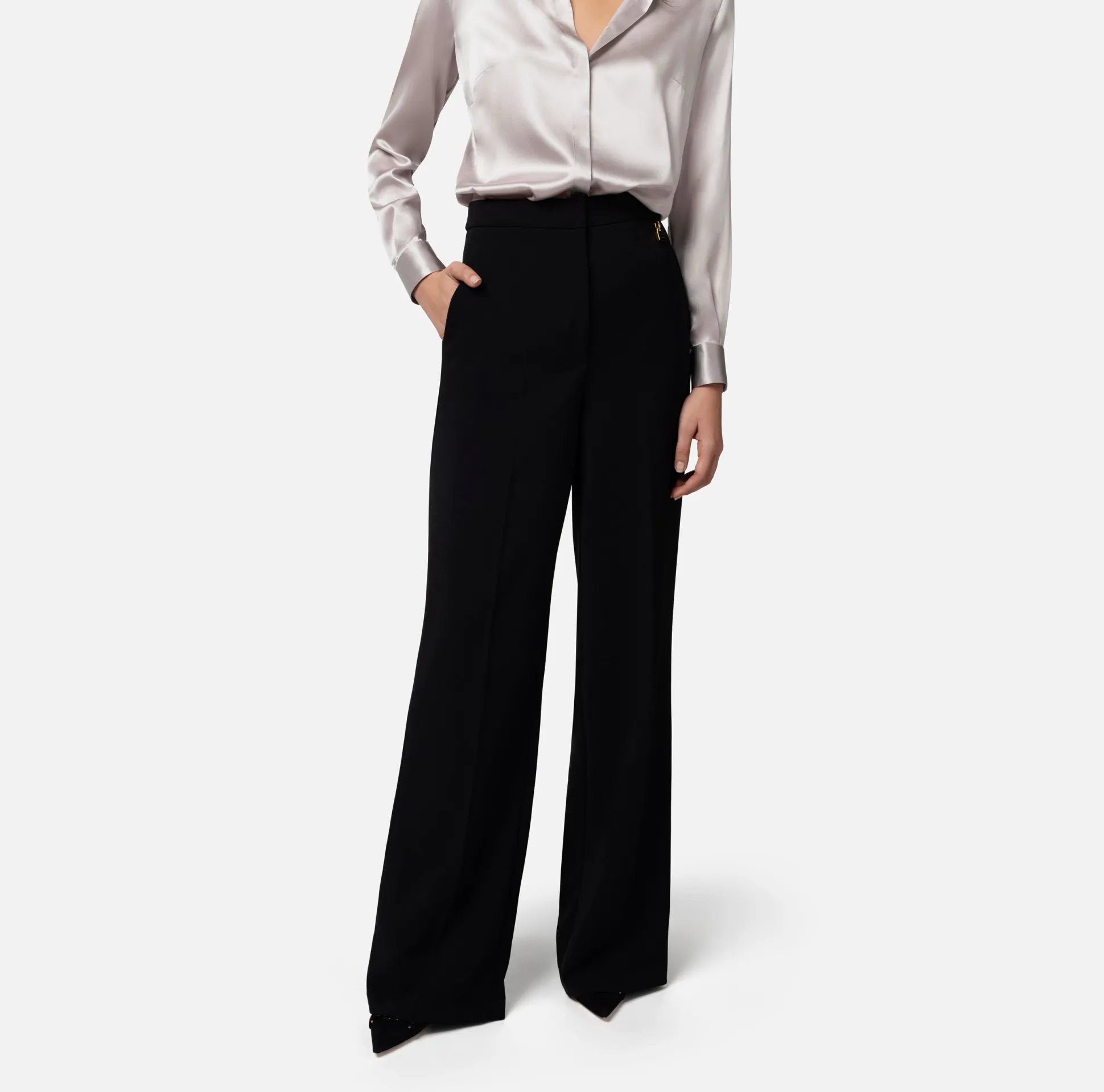 Elisabetta Franchi Pantaloni E Shorts^Pantalone Dritto In Crepe Leggero Con Charms