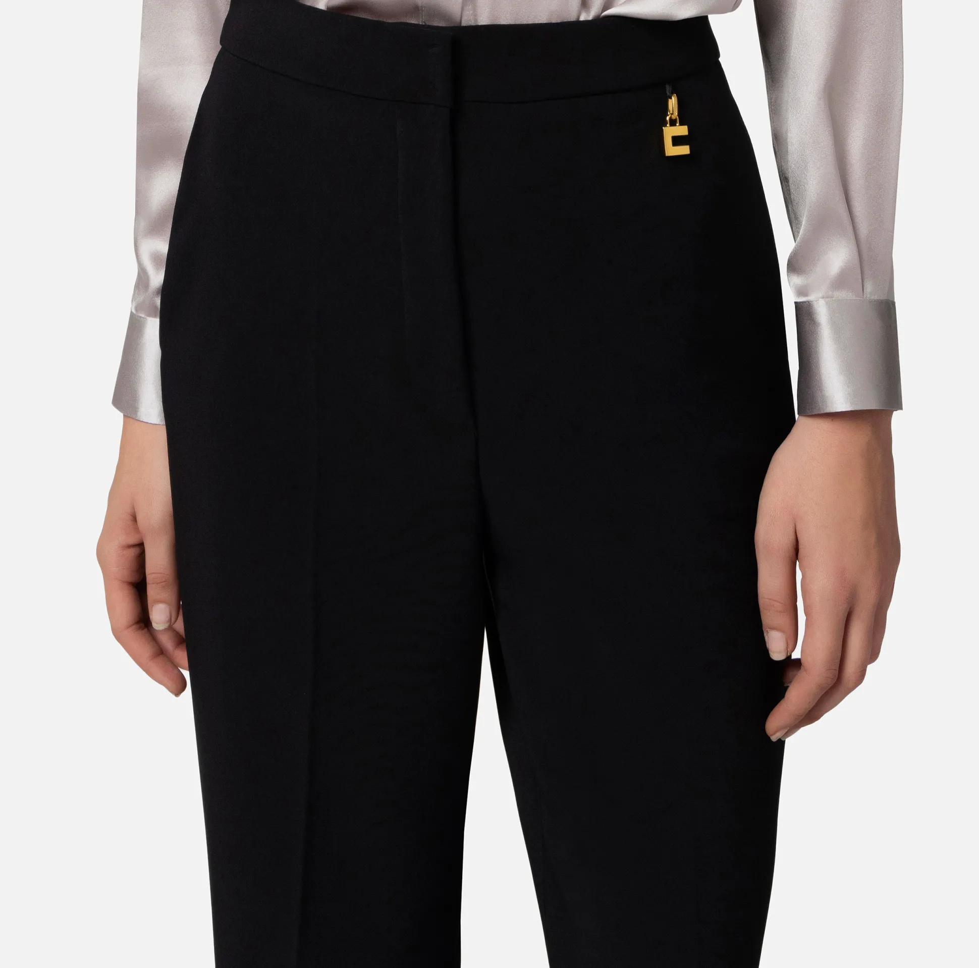 Elisabetta Franchi Pantaloni E Shorts^Pantalone Dritto In Crepe Leggero Con Charms