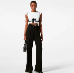 Elisabetta Franchi Pantaloni E Shorts^Pantalone Dritto In Crepe Leggero Con Moschettone