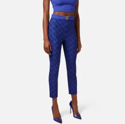 Elisabetta Franchi Pantaloni E Shorts^Pantalone Dritto In Crepe Stretch Stampa Logo