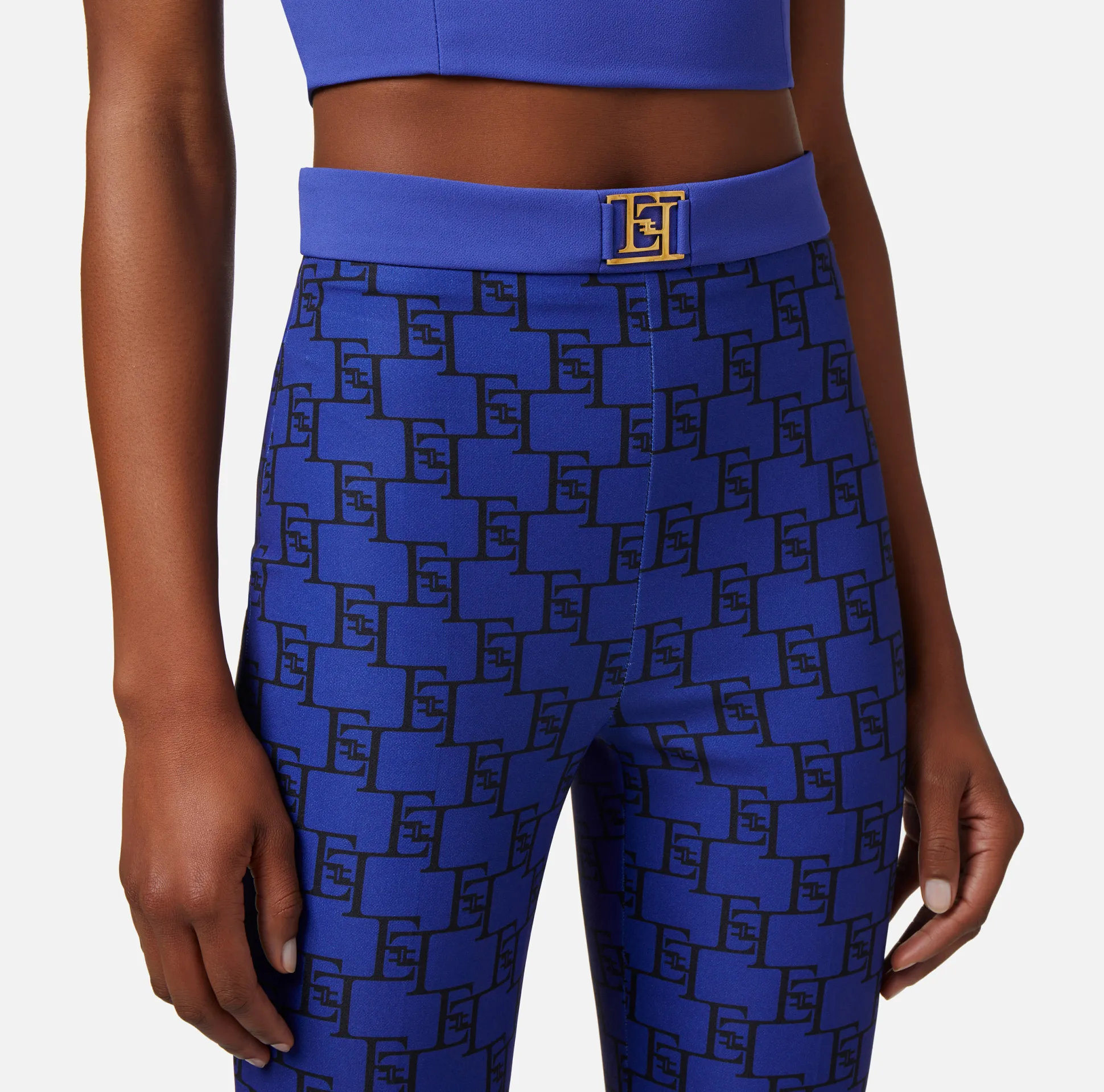 Elisabetta Franchi Pantaloni E Shorts^Pantalone Dritto In Crepe Stretch Stampa Logo
