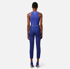 Elisabetta Franchi Pantaloni E Shorts^Pantalone Dritto In Crepe Stretch Stampa Logo