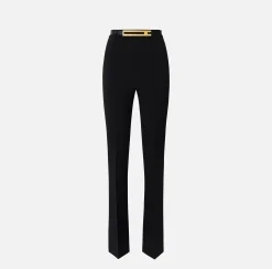 Elisabetta Franchi Pantaloni E Shorts^Pantalone Dritto In Crepe Stretch Con Cintura