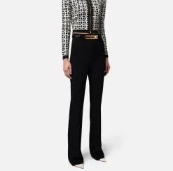Elisabetta Franchi Pantaloni E Shorts^Pantalone Dritto In Crepe Stretch Con Cintura