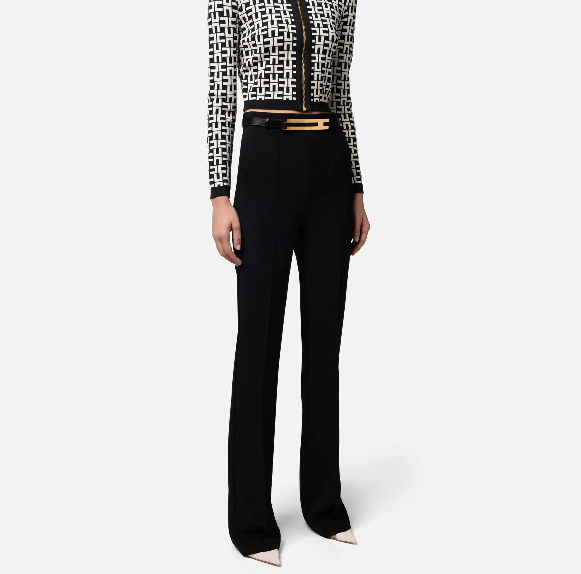 Elisabetta Franchi Pantaloni E Shorts^Pantalone Dritto In Crepe Stretch Con Cintura
