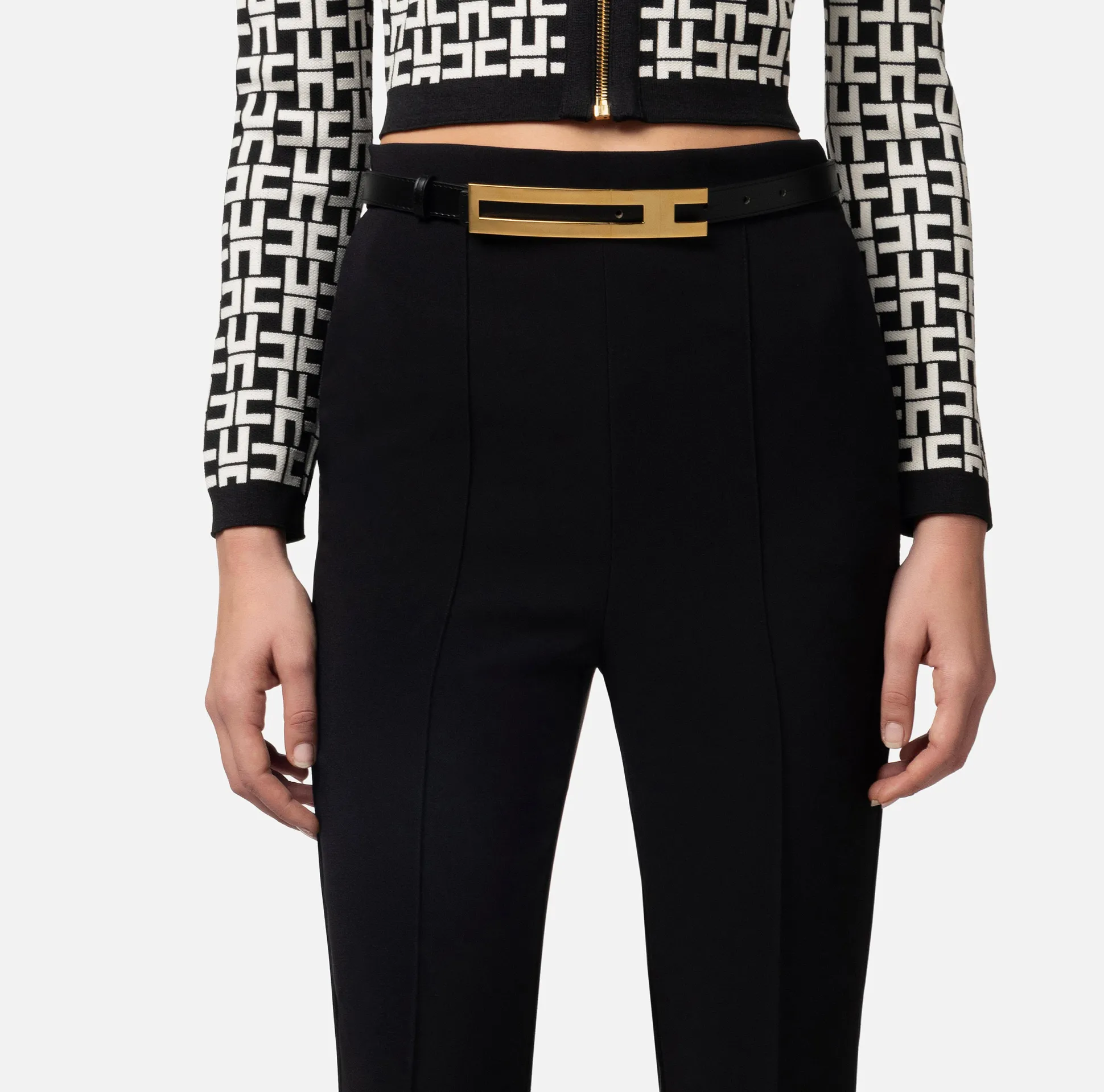 Elisabetta Franchi Pantaloni E Shorts^Pantalone Dritto In Crepe Stretch Con Cintura