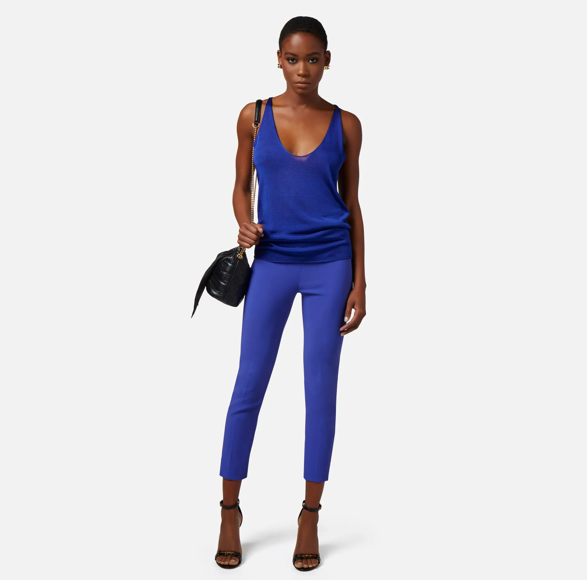 Elisabetta Franchi Pantaloni E Shorts^Pantalone Dritto In Crepe Stretch Con Patte