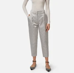 Elisabetta Franchi Pantaloni E Shorts^Pantalone Dritto In Raso Jacquard Con Pinces