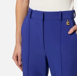 Elisabetta Franchi Pantaloni E Shorts^Pantalone Dritto In Tessuto Tecnico Bielastico Con Charms