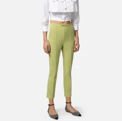 Elisabetta Franchi Pantaloni E Shorts^Pantalone Dritto In Tessuto Tecnico Bielastico Con Morsetto