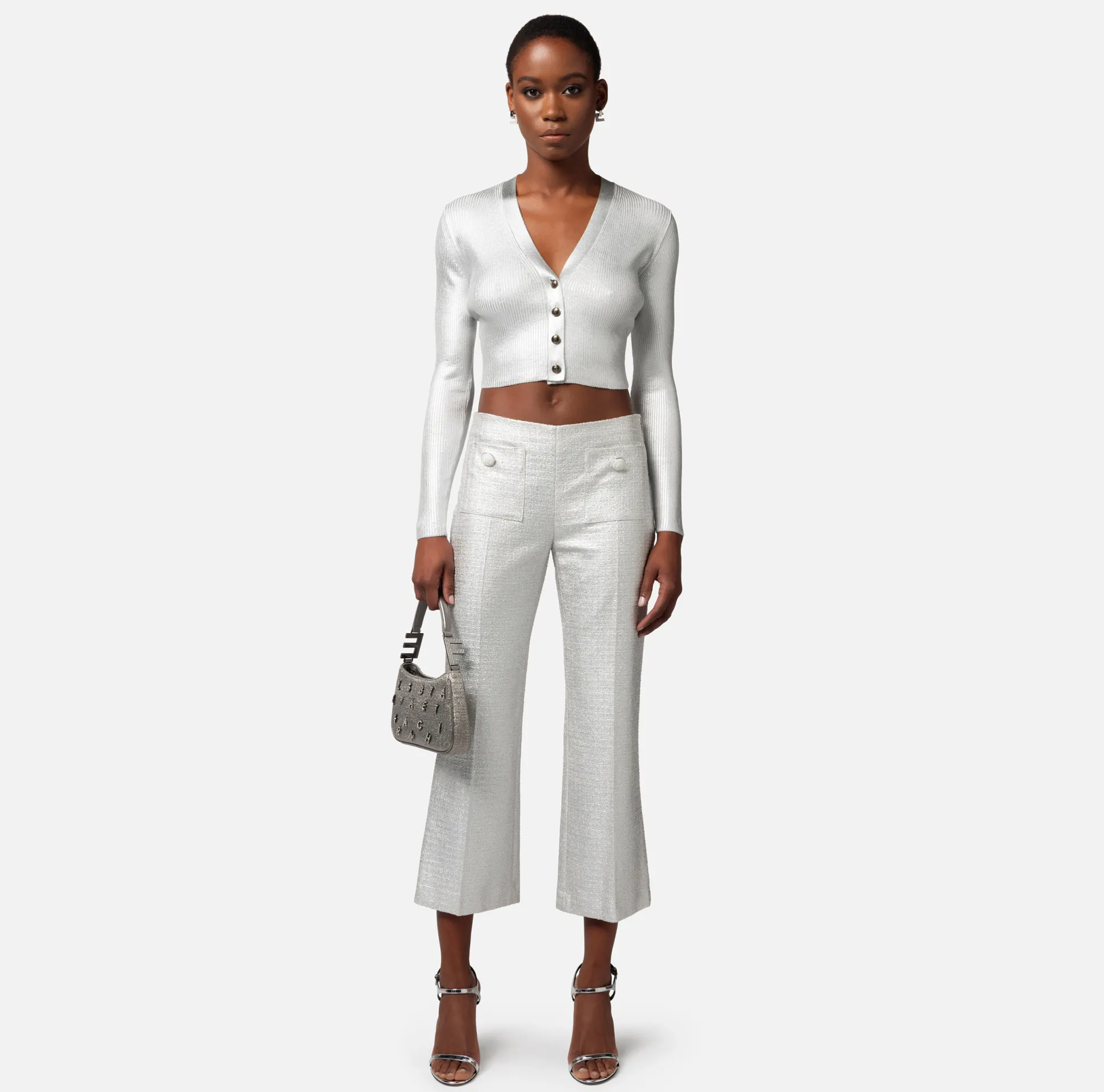 Elisabetta Franchi Pantaloni E Shorts^Pantalone Dritto In Tweed Laminato