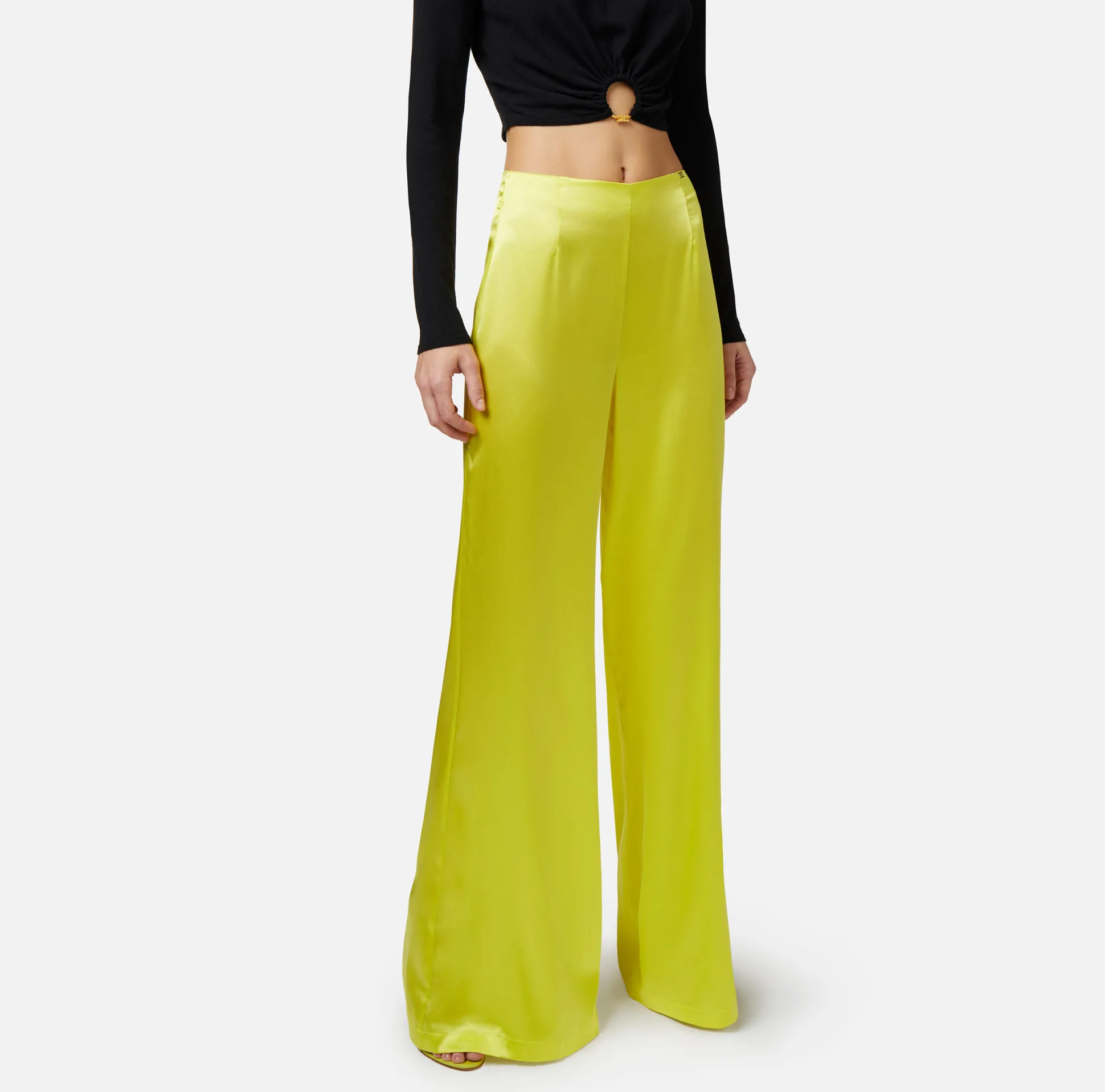 Elisabetta Franchi Pantaloni E Shorts^Pantalone Palazzo In Crepe Fluido