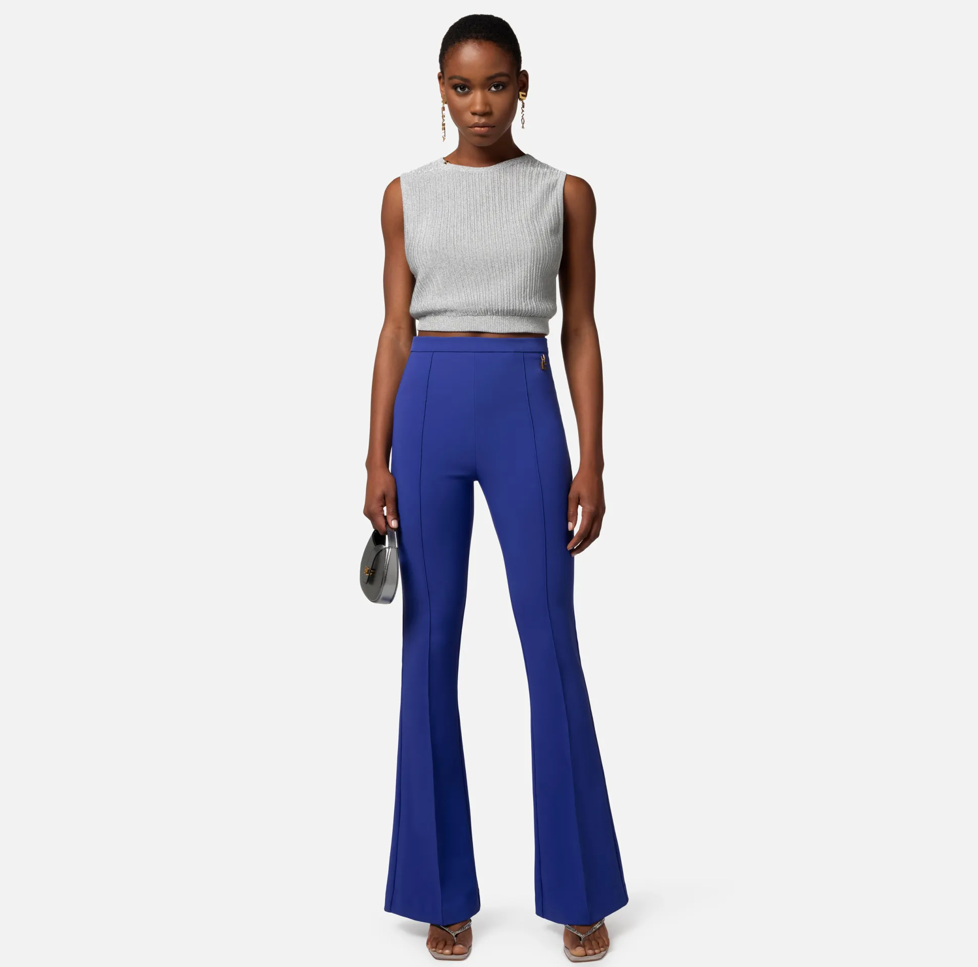 Elisabetta Franchi Pantaloni E Shorts^Pantalone Palazzo In Crepe Stretch Con Charms