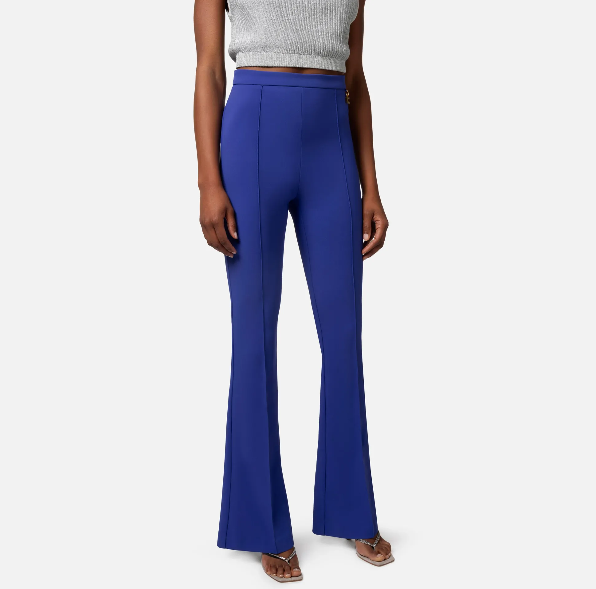 Elisabetta Franchi Pantaloni E Shorts^Pantalone Palazzo In Crepe Stretch Con Charms