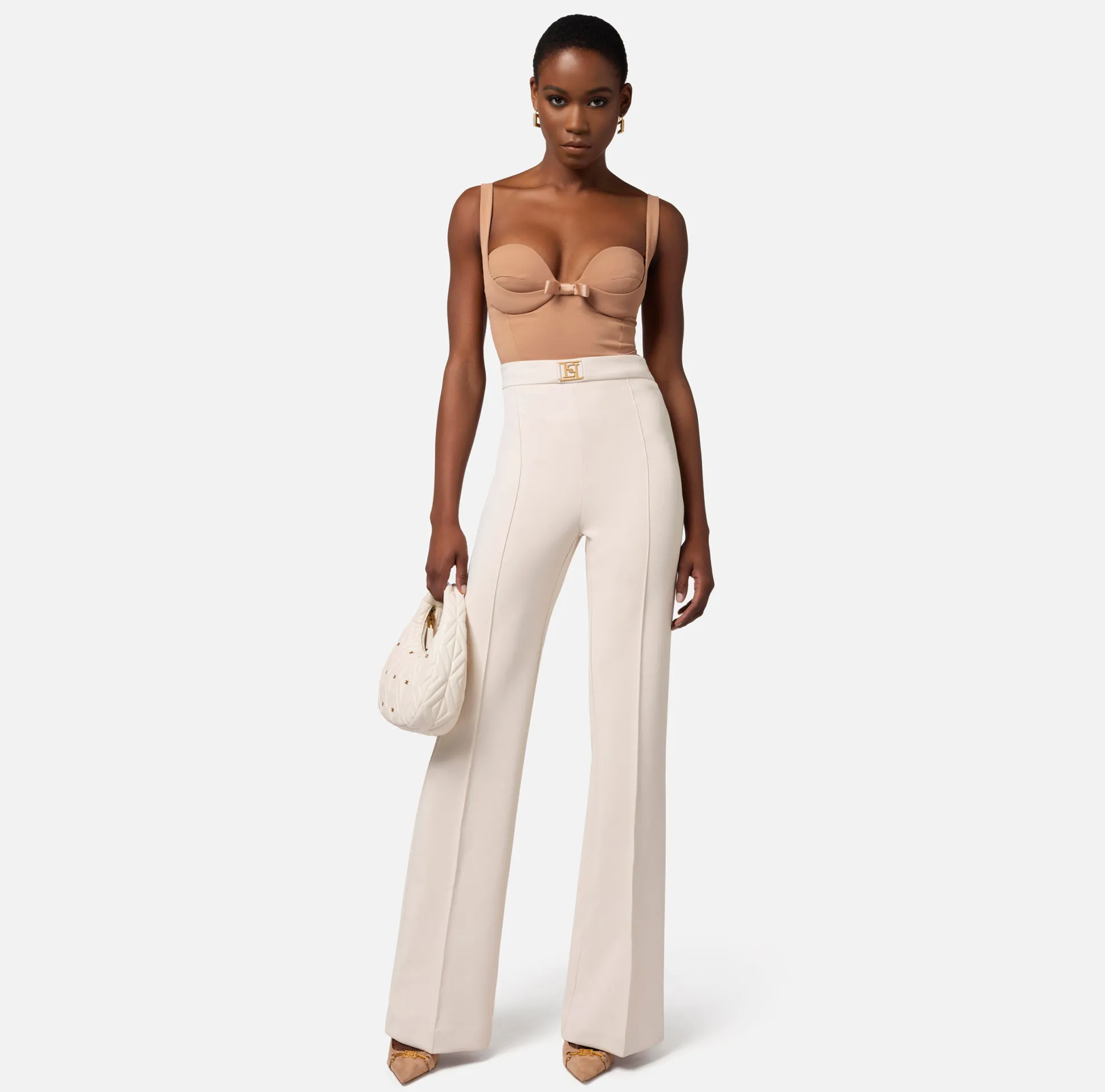 Elisabetta Franchi Pantaloni E Shorts^Pantalone Palazzo In Crepe Stretch