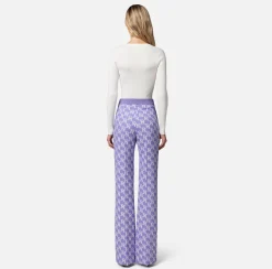 Elisabetta Franchi Pantaloni E Shorts^Pantalone Palazzo In Crepe Stretch Stampa Logo