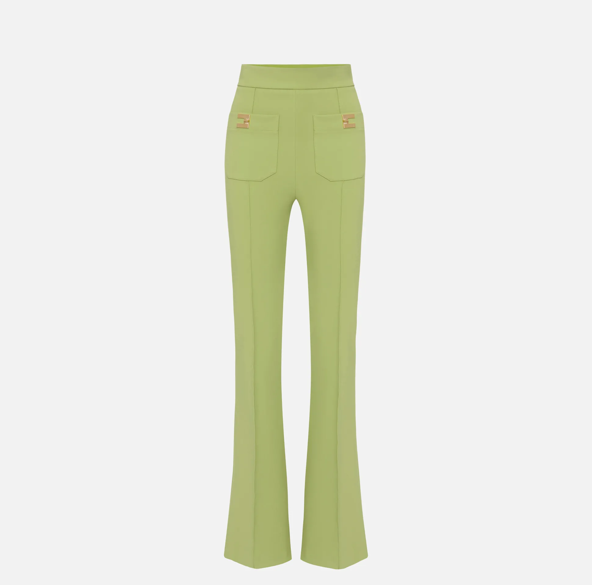 Elisabetta Franchi Pantaloni E Shorts^Pantalone Palazzo In Crepe Stretch Con Placche Logo