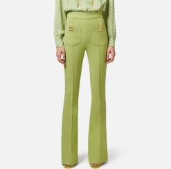 Elisabetta Franchi Pantaloni E Shorts^Pantalone Palazzo In Crepe Stretch Con Placche Logo