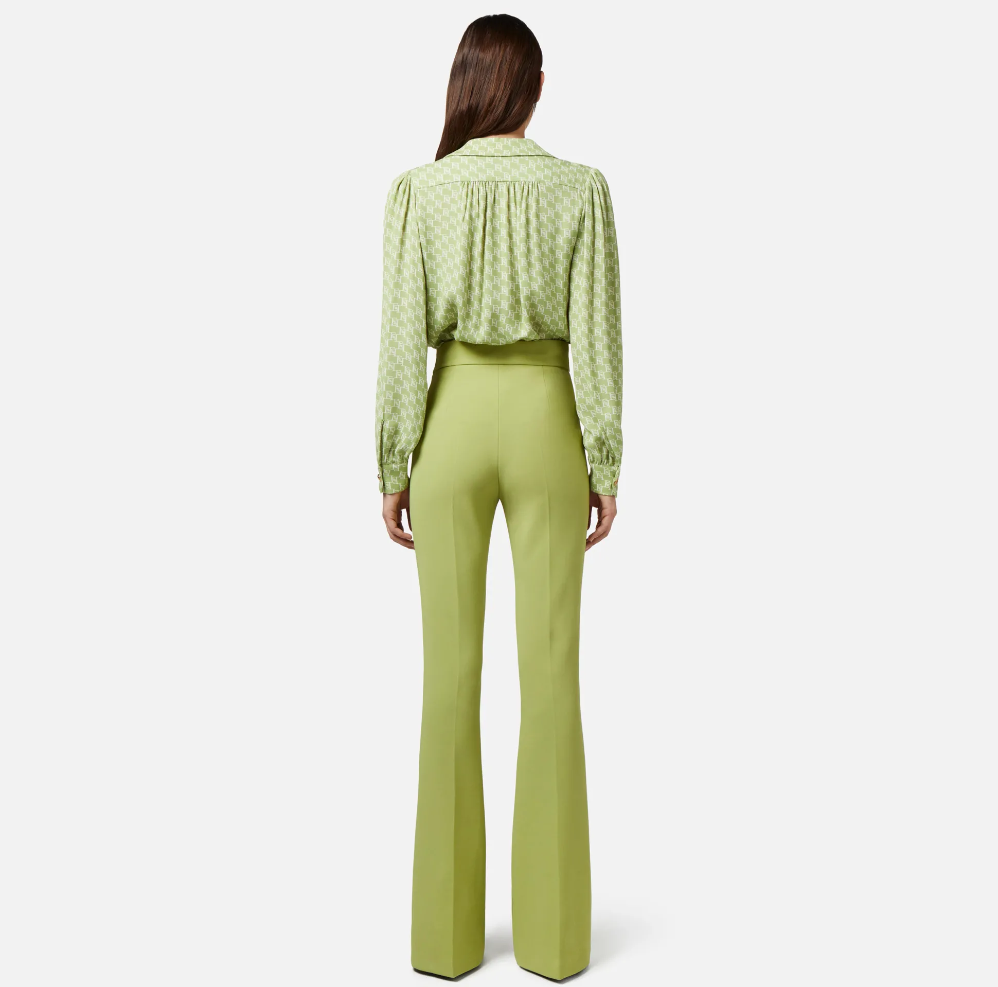 Elisabetta Franchi Pantaloni E Shorts^Pantalone Palazzo In Crepe Stretch Con Placche Logo