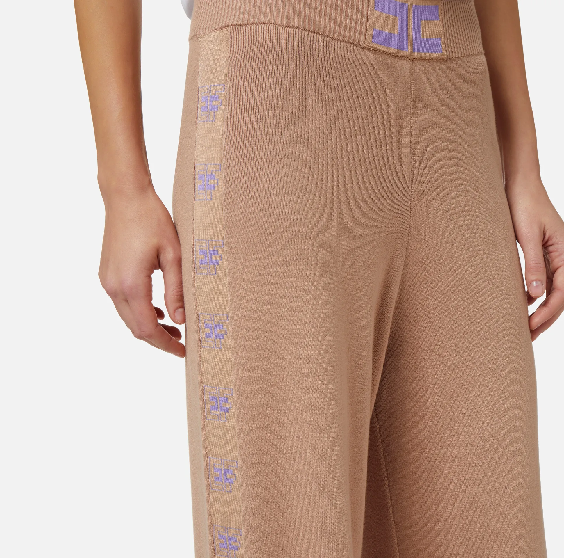 Elisabetta Franchi Pantaloni E Shorts^Pantalone Palazzo In Viscosa Con Bande Logate