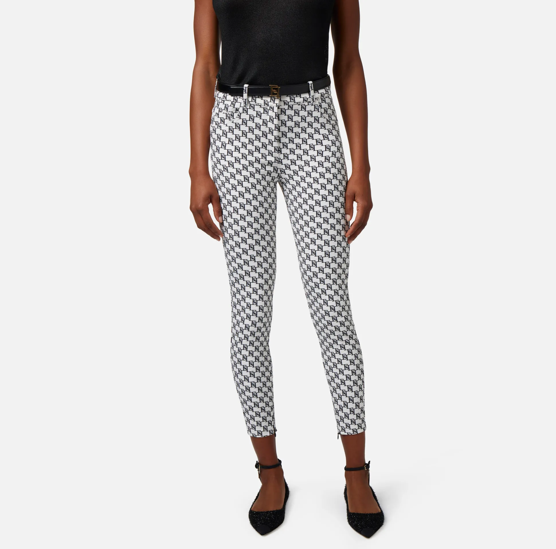 Elisabetta Franchi Pantaloni E Shorts^Pantalone 5 Tasche In Doppio Crepe Stampa Logo