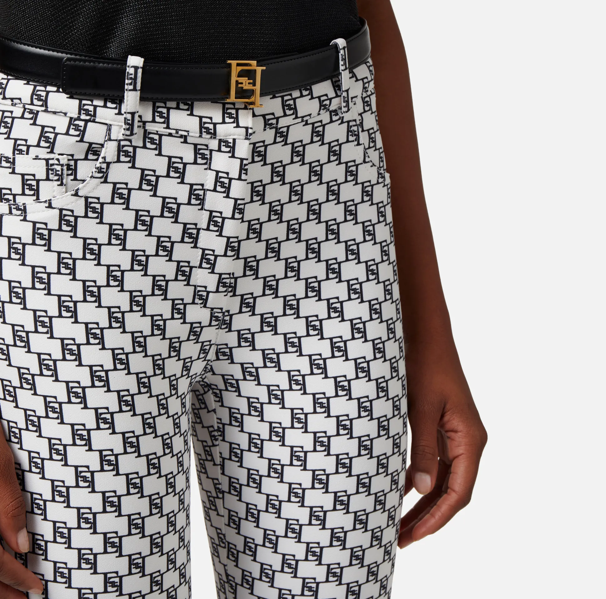 Elisabetta Franchi Pantaloni E Shorts^Pantalone 5 Tasche In Doppio Crepe Stampa Logo